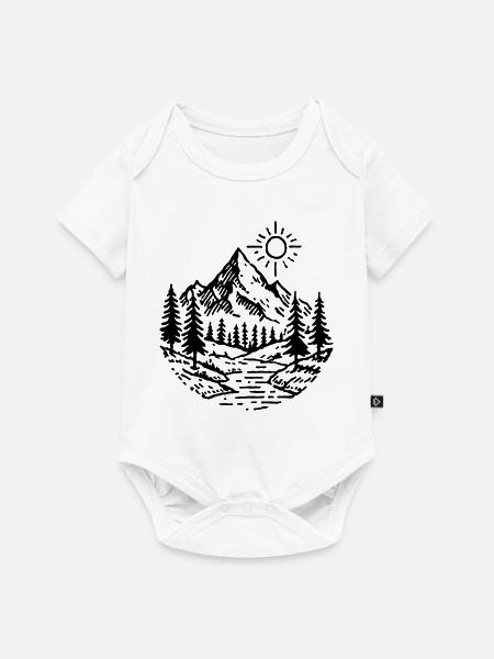 Berge Landschaft Wald - Baby Premium Kurzarmbody - Weiß