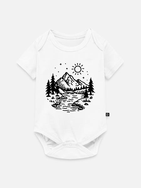 Berge Landschaft Wald - Baby Premium Kurzarmbody - Weiß