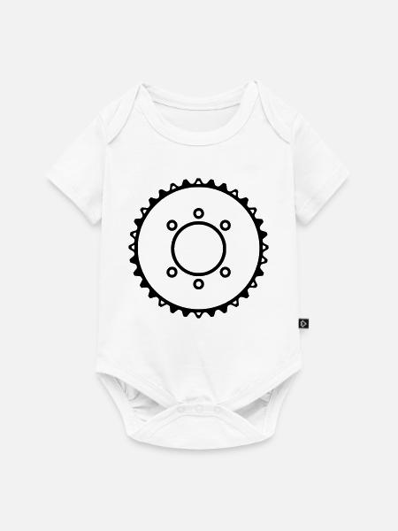 Kettenblatt Ritzel Antrieb - Baby Premium Kurzarmbody - Weiß