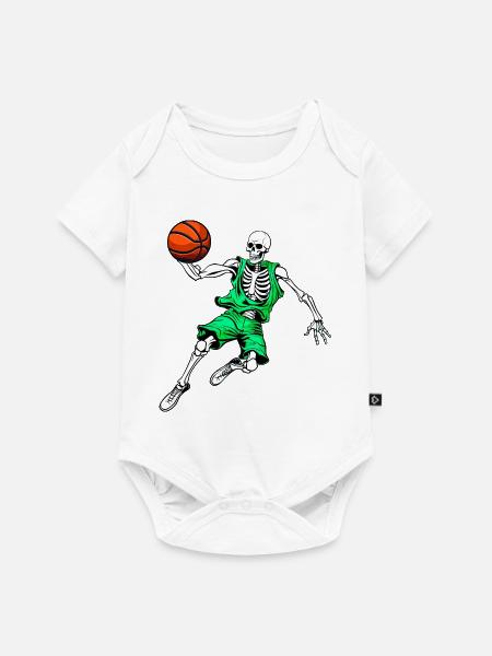Skelette Basketball / Hooper Skull - Baby Premium Kurzarmbody - Weiß