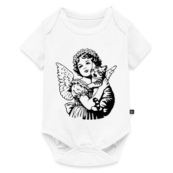 Angel with Cat – Cherub Vintage Illustration - Baby Premium short-sleeve bodysuit - white - Front