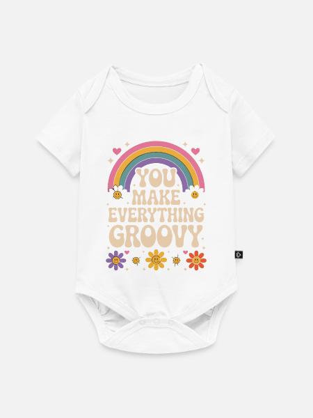 You Make Everything Groovy - Retro Rainbow - Baby Premium Kurzarmbody - Weiß