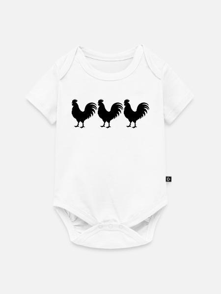 Hahn Silhouette - Baby Premium Kurzarmbody - Weiß