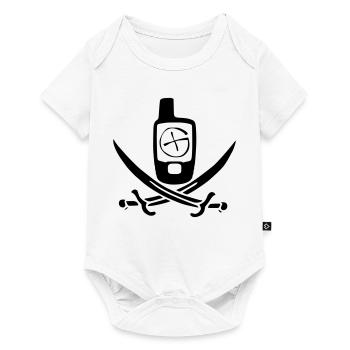Drapeau pirate de géocaching - Body à manches courtes Premium Bébé - blanc - Devant