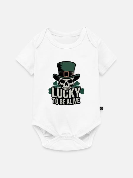 Glücksschädel: Lucky to be Alive - Baby Premium Kurzarmbody - Weiß