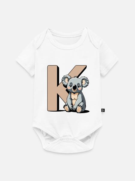 KoalaK Buchstabe Design - Baby Premium Kurzarmbody - Weiß