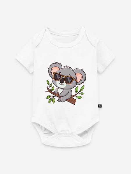 Koala-Chic-Brille am Bügel - Baby Premium Kurzarmbody - Weiß