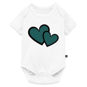 blue heart dark blue 2 hearts heart pattern - Baby Premium short-sleeve bodysuit - white - Front