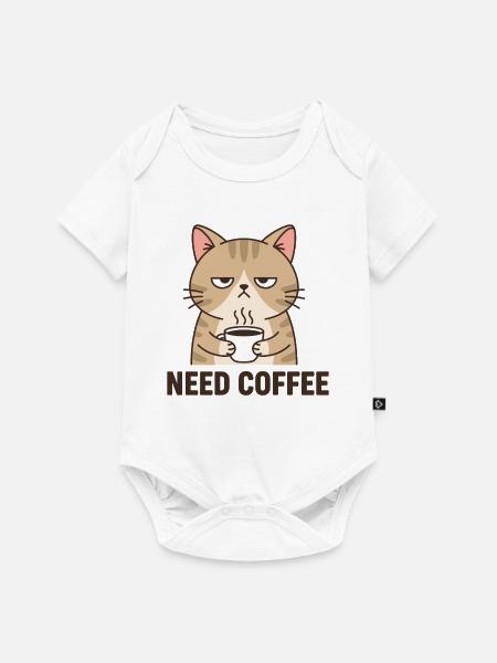Kaffee Wütende Katze - Baby Premium Kurzarmbody - Weiß