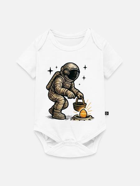 Astronaut sammelt osterei - Baby Premium Kurzarmbody - Weiß
