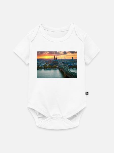 Kölner Dom im Abendlicht - Baby Premium Kurzarmbody - Weiß