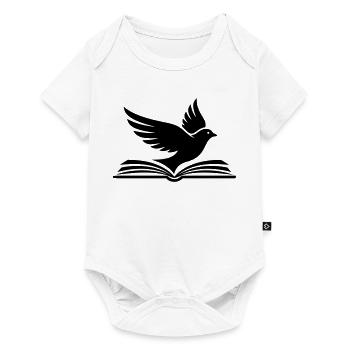 Silhouette d’oiseau de livre noir - Body à manches courtes Premium Bébé - blanc - Devant
