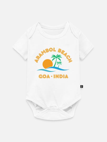 Arambol Beach, Goa, Indien Sonnenuntergangspalme - Baby Premium Kurzarmbody - Weiß