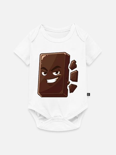 Charmanter Schoko Block mit Grinsen - Baby Premium Kurzarmbody - Weiß