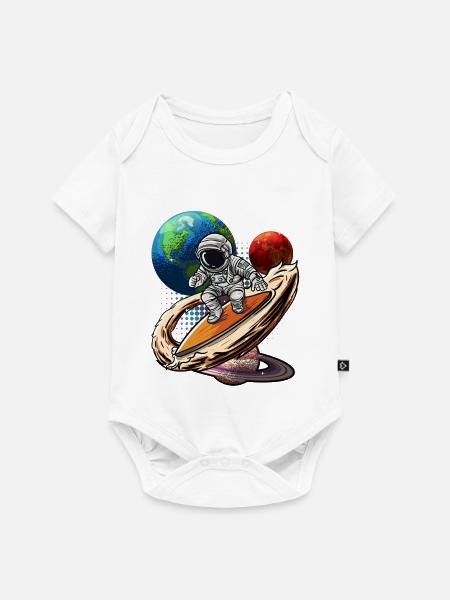 Astronauten-Wellenreiter Kosmos - Baby Premium Kurzarmbody - Weiß
