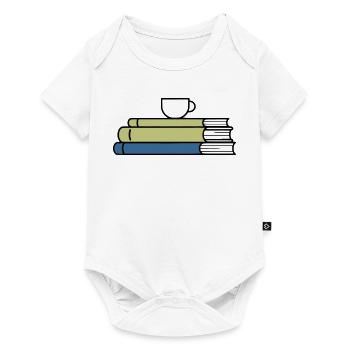Stack of books Coffee mug Coloured - Baby Premium short-sleeve bodysuit - white - Front