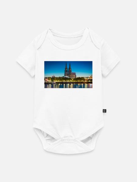 Kölner Dom Abendlicht Silhouette - Baby Premium Kurzarmbody - Weiß
