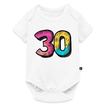 30 Nombre Coloré - Body à manches courtes Premium Bébé - blanc - Devant