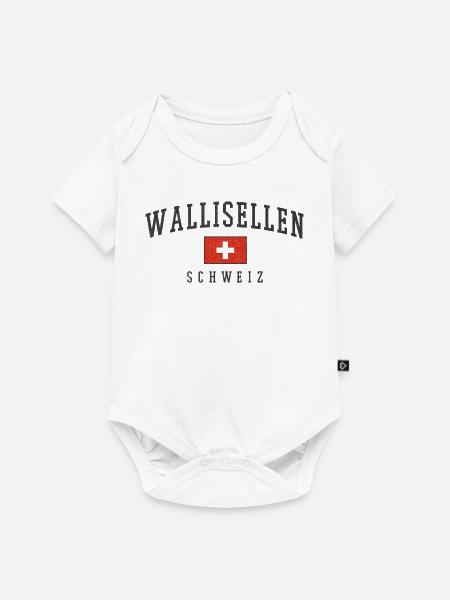 Wallisellen Schweiz Emblem mit Schweizer Flagge - Baby Premium Kurzarmbody - Weiß