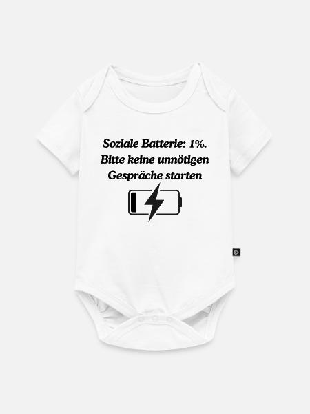 Soziale Batterie - Baby Premium Kurzarmbody - Weiß