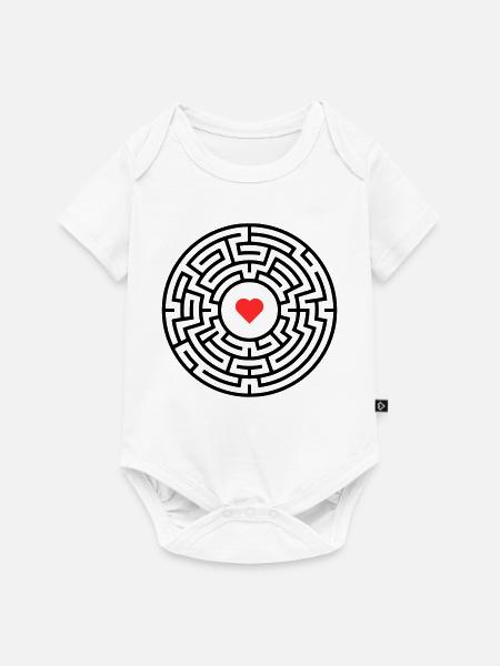 Labyrinth Herz Irrgarten - Baby Premium Kurzarmbody - Weiß