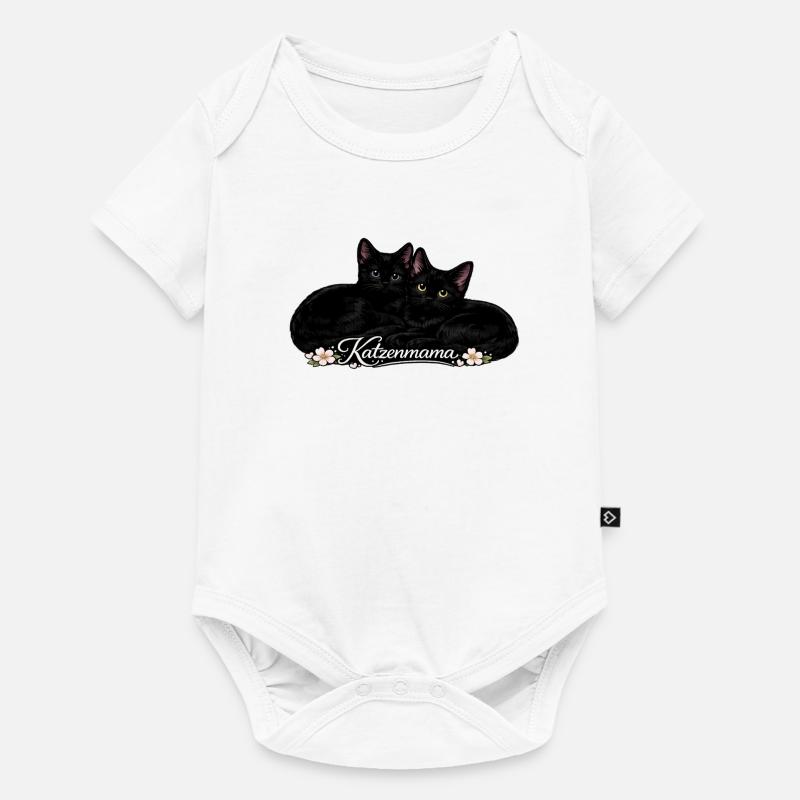 Cat Mom – Amour de chat avec des fleurs - Body à manches courtes Premium Bébé - blanc
