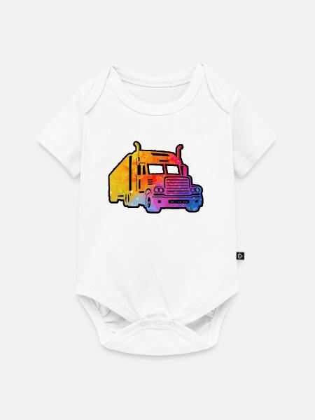 Bunter Lkw - Baby Premium Kurzarmbody - Weiß