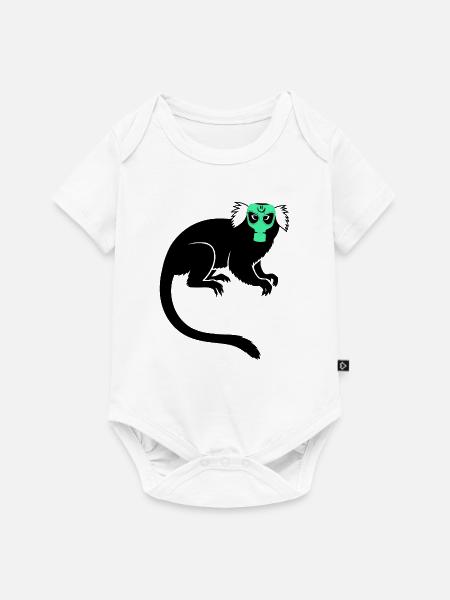 Tamarin Monkey Protest Gas Mask - Baby Premium Kurzarmbody - Weiß