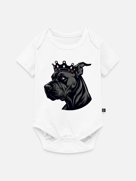 Great Dane Hund Krone - Baby Premium Kurzarmbody - Weiß
