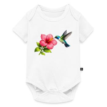 Hummingbird on the red hibiscus - Baby Premium short-sleeve bodysuit - white - Front