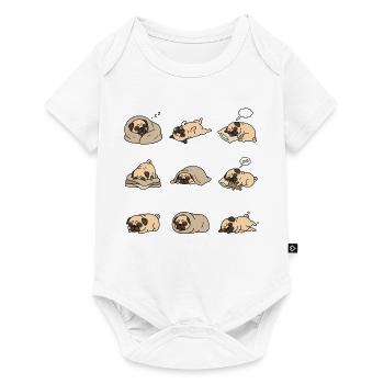 Neuf poses mignonnes de carlin endormi - Body à manches courtes Premium Bébé - blanc - Devant