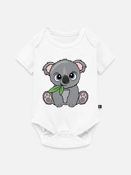 Kleiner Koala mit Blatt - Baby Premium Kurzarmbody - Weiß