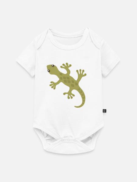 Lime Gecko Silhouette Muster - Baby Premium Kurzarmbody - Weiß