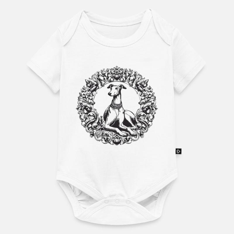Silhouette de lévrier orné - Body à manches courtes Premium Bébé - blanc