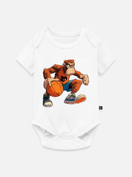Affen Basketballer / Hooper - Baby Premium Kurzarmbody - Weiß