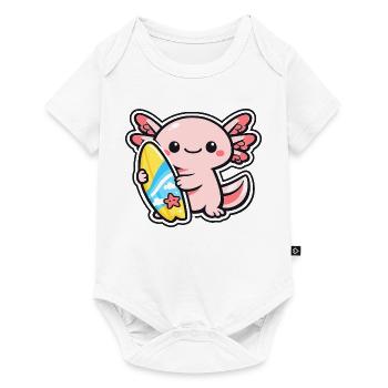 Kawaii Axolotl with Surfboard - Baby Premium short-sleeve bodysuit - white - Front