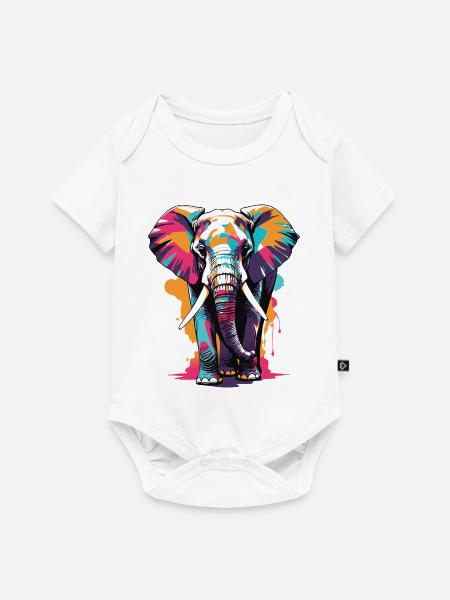 Elefant - Baby Premium Kurzarmbody - Weiß