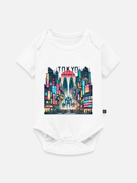 Tokio Neonrobotik Morgen - Baby Premium Kurzarmbody - Weiß