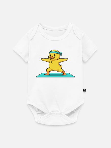 Yoga-Entenvogel mit Kriegerposen-Kunst - Baby Premium Kurzarmbody - Weiß