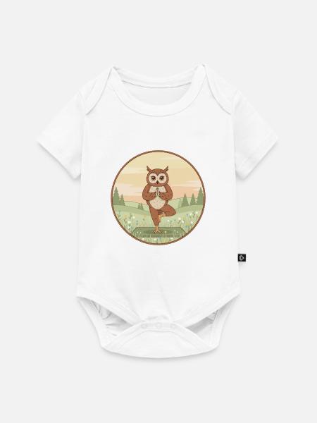 Yoga-Eulenvogel macht Baumposen-Kunst - Baby Premium Kurzarmbody - Weiß