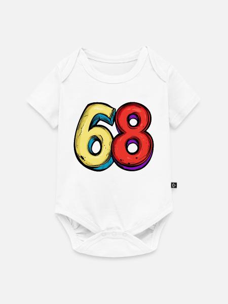 68 Zahl Bunt - Baby Premium Kurzarmbody - Weiß