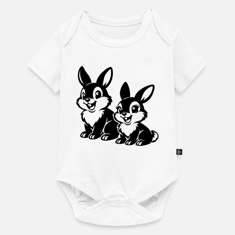 Sketched Rabbit Duets - Baby Premium short-sleeve bodysuit - white