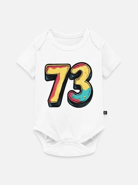 73 Zahl Bunt - Baby Premium Kurzarmbody - Weiß