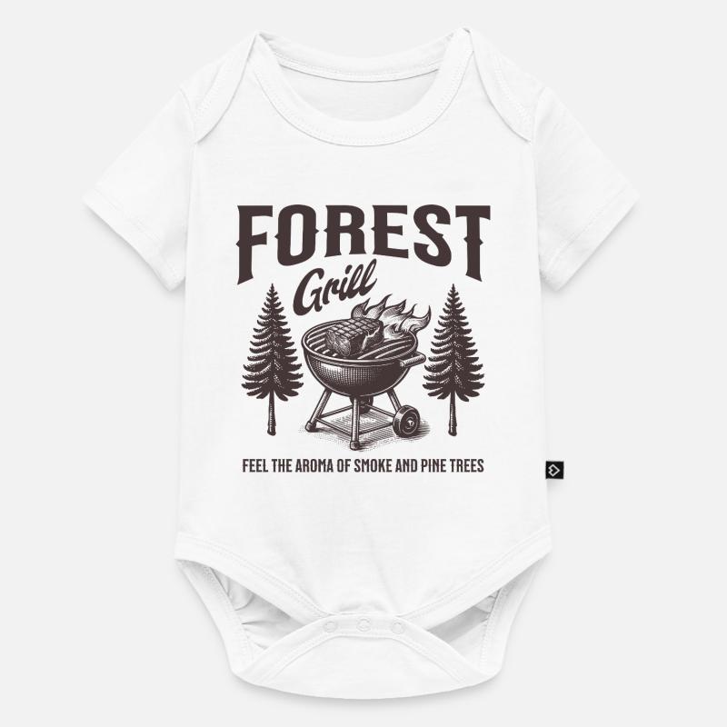 Foret Grill Arômes Bois - Body à manches courtes Premium Bébé - blanc