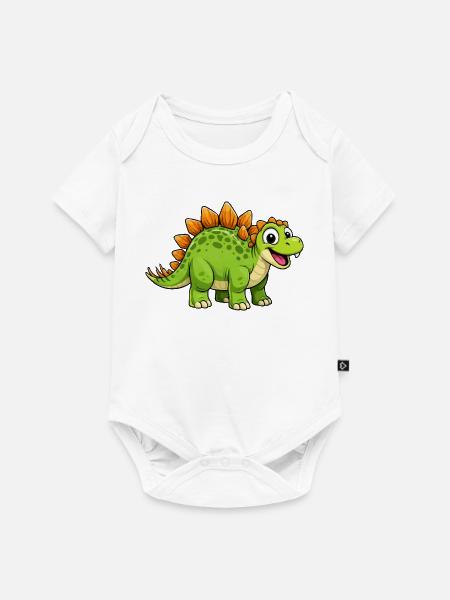 Fröhlicher Dino Stegosaurus - Baby Premium Kurzarmbody - Weiß
