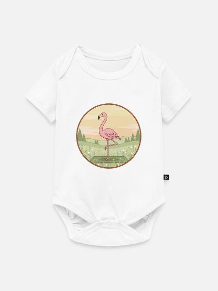 Yoga-Flamingo-Vogel macht Baumpose - Baby Premium Kurzarmbody - Weiß