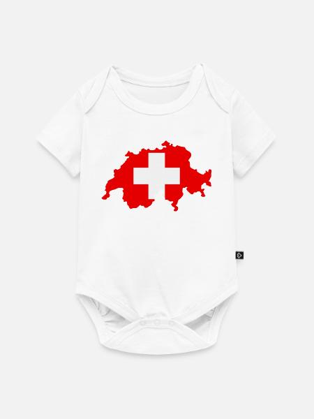 Schweizer Karte mit Flagge - Baby Premium Kurzarmbody - Weiß