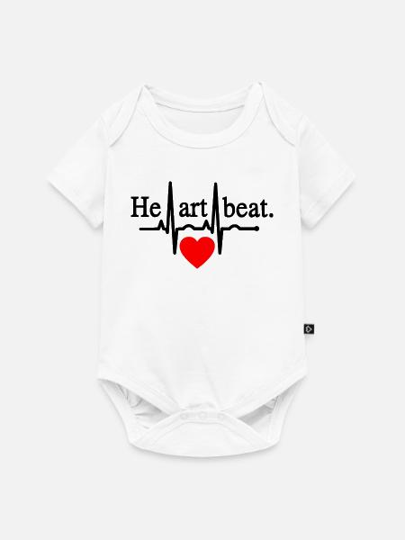 Heartbeat - Schwarz - Baby Premium Kurzarmbody - Weiß