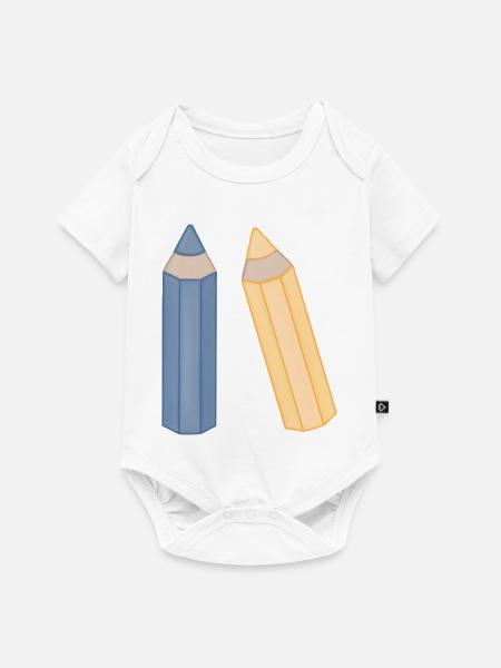 Bleistift-Duo Illustration Buntstifte - Baby Premium Kurzarmbody - Weiß