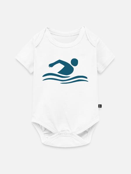 Schwimmen Schwimmer - Baby Premium Kurzarmbody - Weiß
